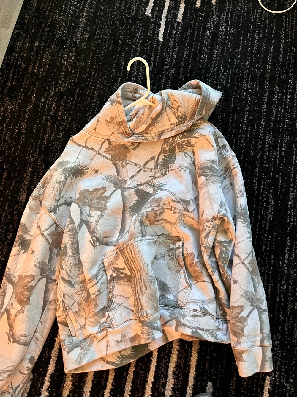 Hollister Gray and White Camouflage Hoodie Sweater